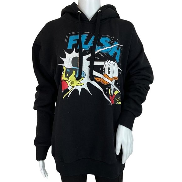 Gucci Women’s Sweatshirt Hoodie Donald Duck Disney Graphic Printed Black Sz S